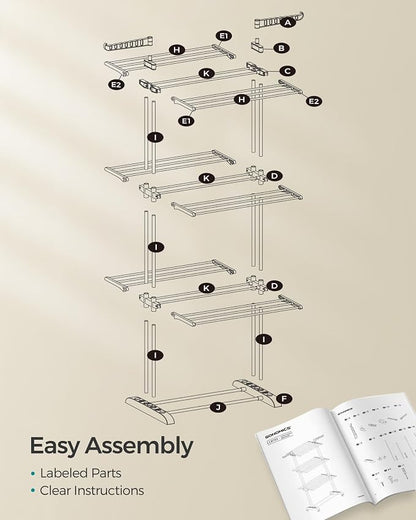 SONGMICS Clothes Drying Rack Stand 4-Tier, Foldable Laundry Drying Rack - Image 8