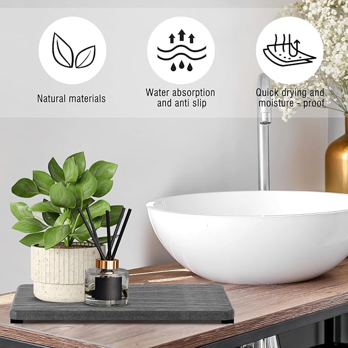 2PCS Water Absorbing Stone Tray, Fast Drying Stone Sink Tray, Water Absorbent - Image 4