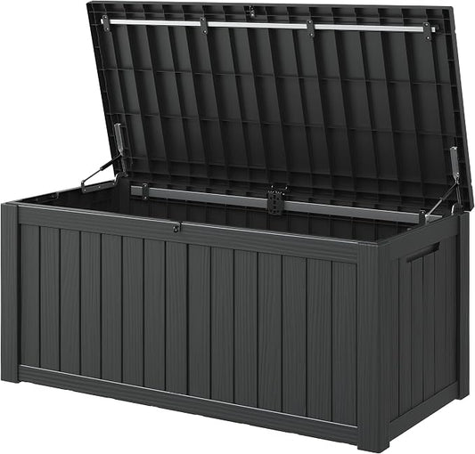 Outdoor Storage Box, 120 Gallon Deck Box, Resin Waterproof Outside Storage Bench by NUNULAB