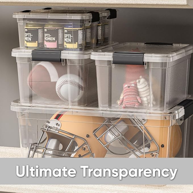 Superio Storage Bins with Lids- 8 Pack, 4.75 Qt Clear Boxes - Image 6