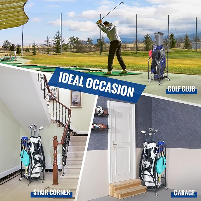 Mythinglogic Golf Storage Garage Organizer, Golf Bag Storage Stand and Other - Image 4