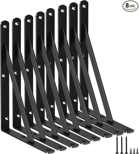 8 Pack L11 x H 8" Black Heavy Duty Shelf Brackets by MHMYDZ