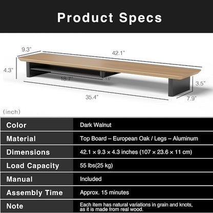 White Oak Dual‑Tier Ergonomic Desk Setup – Modern Wooden Monitor Stand & - Image 4