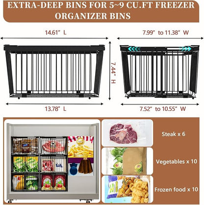 Large Freezer Organizer Bins，Upgraded Bottom Leak-Proof net，Fit 5 to 9 Cu Ft - Image 5