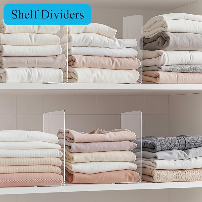 Acrylic Shelf Dividers for Closet Organization: 10" Tall x 12" Deep Closet - Image 3