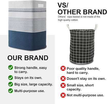 Laundry Hamper, Large Woven Rope Tall Laundry Basket - Image 5