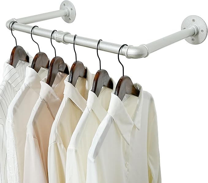 WEBI Industrial Pipe Clothing Rack, Heavy Duty Metal Garment Rack Bar Wall by WEBI