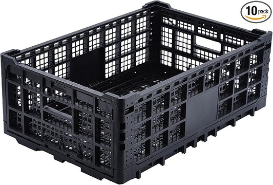 Collapsible Storage Crates, 52 Liter Heavy Duty Foldable Plastic Crates by Unknown