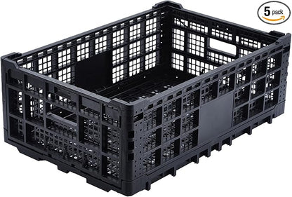 Collapsible Storage Crates, 52 Liter Heavy Duty Foldable Plastic Crates by Unknown