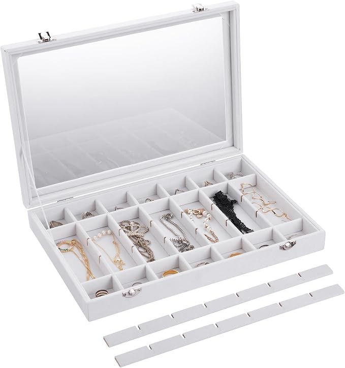Frebeauty Velvet Jewelry Tray, 35 Grid Jewelry Organizer - Image 5