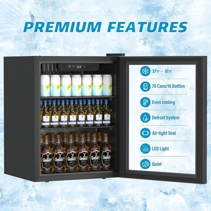 Compact Beverage Refrigerator, 70 Can/1.6 Cubic Feet Fridge - Image 3