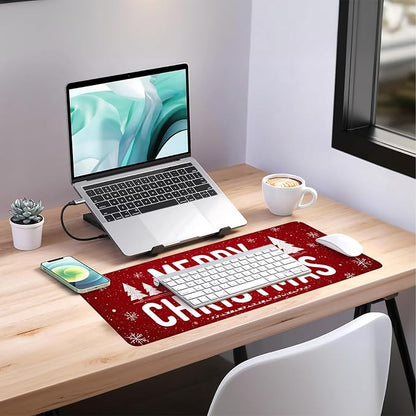 Merry Christmas Gaming Mouse Pad 31.5"x11.8"Desk Mat Anti-Slip Rubber Base & - Image 7