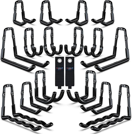 3-H Garage Wall Hooks 18 Pack, One-Piece Construction Garage Hooks Heavy Duty by 3-H