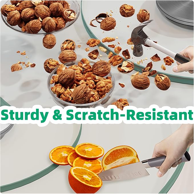 Lazy Susan 30.7 inch Glass Turntable Dining Table Large Round Serving Plate - Image 3