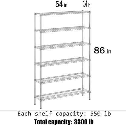 14" Deep x 54" Wide x 86" Height Wire Shelving Kit | 6-Tier | NSF Commercial - Image 3