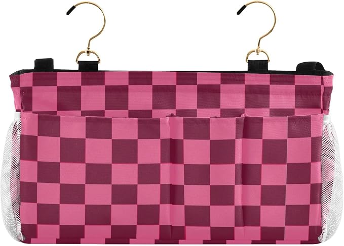 Checkered Hot Pink Bedside Caddy by QwThum