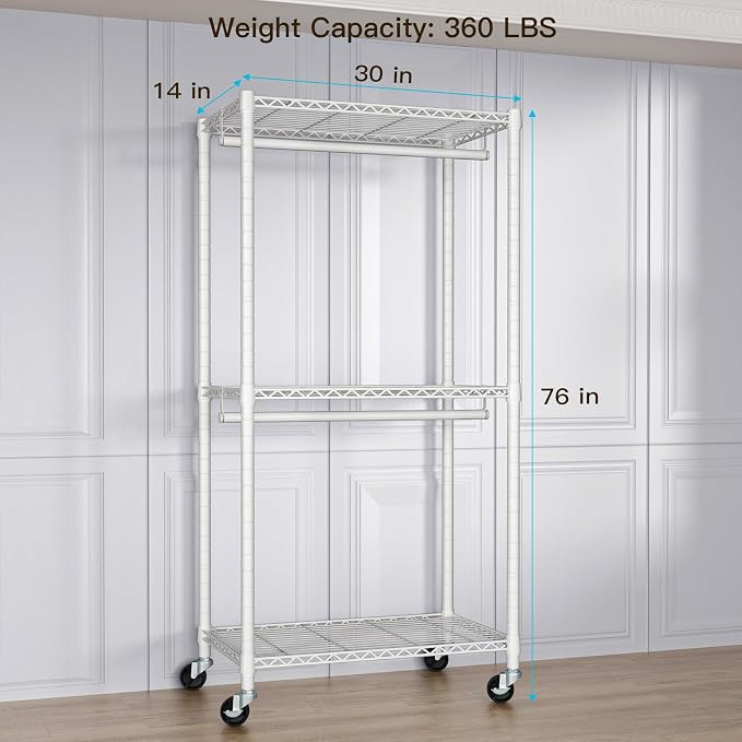 FUTASSI P1 Medium Heavy-Duty Portable Closet, Metal Rolling Clothing Rack - Image 6
