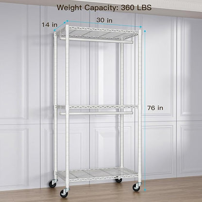 FUTASSI P1 Medium Heavy-Duty Portable Closet, Metal Rolling Clothing Rack - Image 6