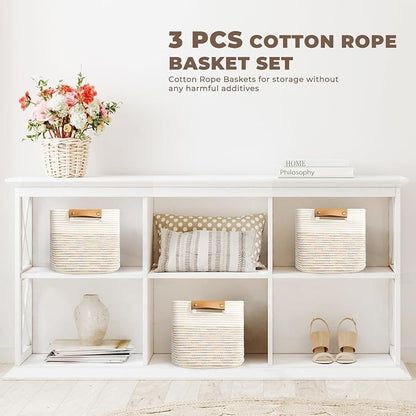 danpinera 11"x11" Storage Cubes, Soft Boho Storage Basket - Image 3