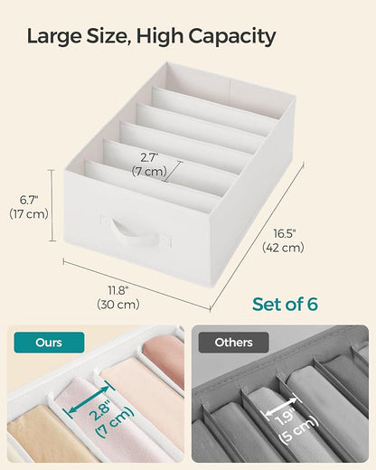 SONGMICS Set of 6 Large Size Wardrobe Clothes Organizers, 6-Compartment - Image 5