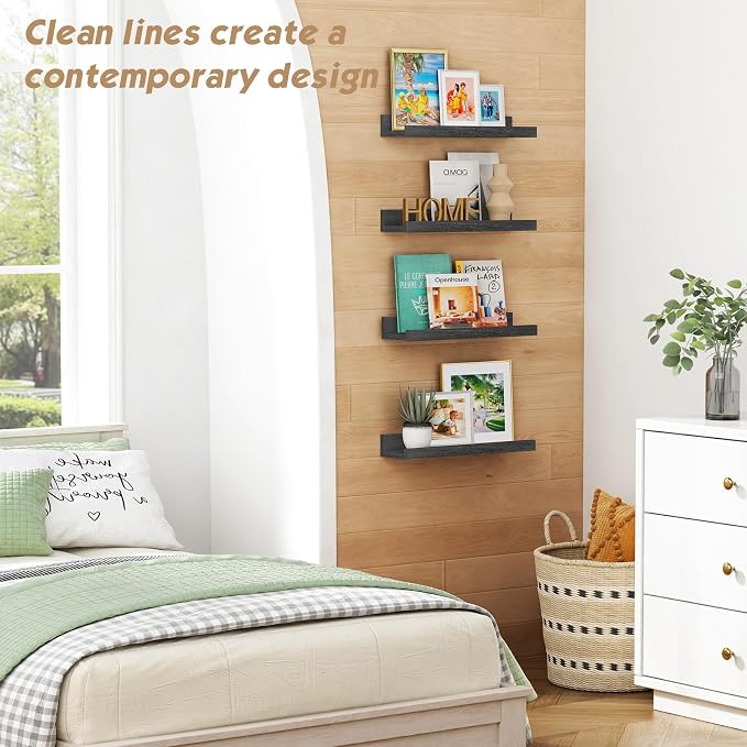 Forbena Black Picture Ledge Shelf, Floating Shelves - Image 3