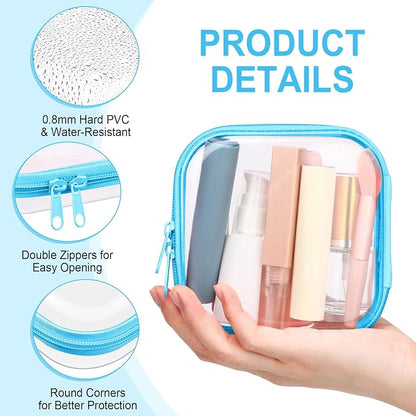 Sanwuta 6 Pcs Clear Hard Zipper Case Hard Plastic Zipper Pouches Transparent - Image 3