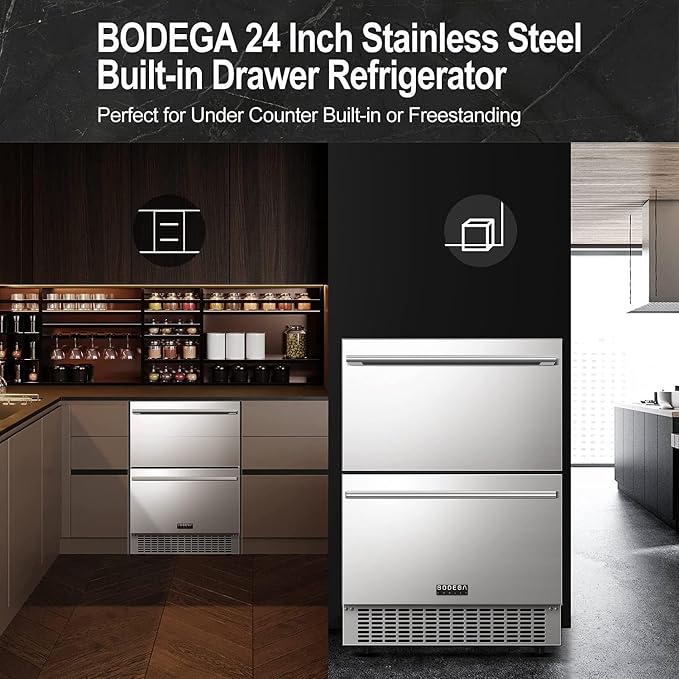 BODEGA 24 Inch Beverage Fridge under Counter, 2 Drawer Outdoor Coolers - Image 8