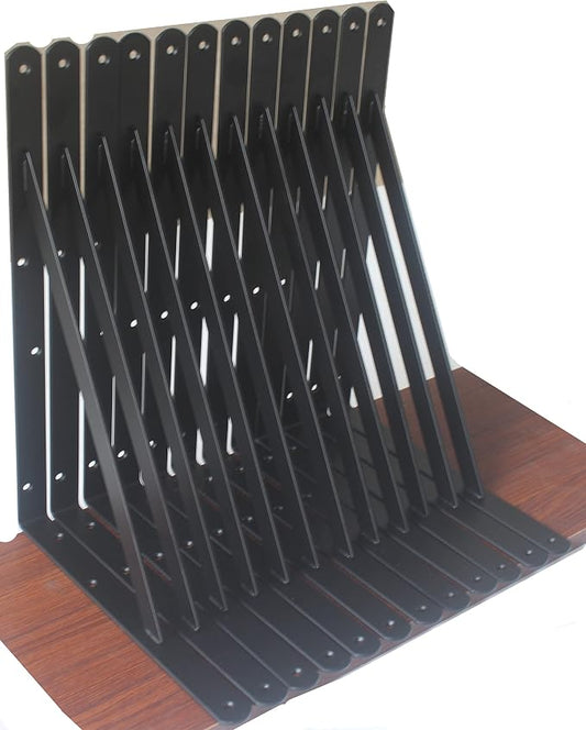 24 Pack L14 x H 10" Black Heavy Duty Shelf Brackets by MHMYDZ