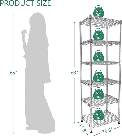 GIOTORENT 6-Tier Storage Shelves Standing Shelving Metal Units, Adjustable - Image 5