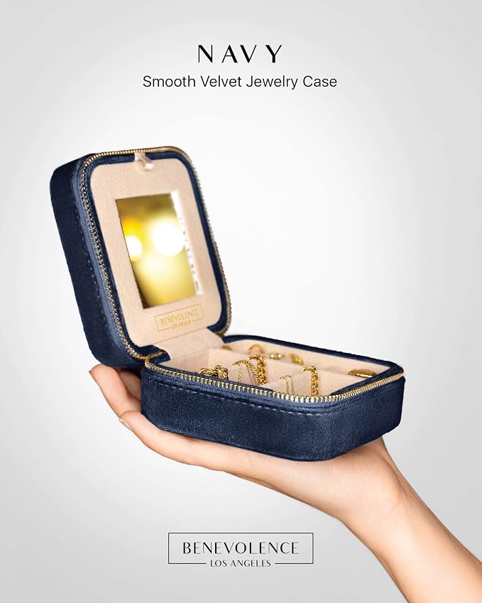 Benevolence LA Plush Velvet Jewelry Box | Travel Jewelry Case Organizer - Image 2