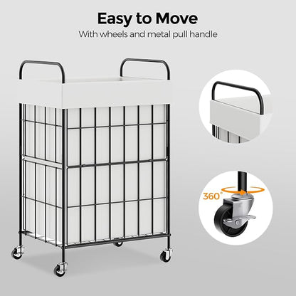 Laundry Hamper with Wheels, 90L Laundry Basket with Handle, Laundry Sorter with - Image 5