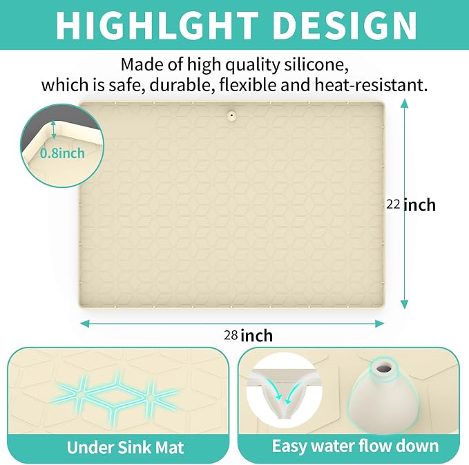 Under Sink Mat, Silicone Waterproof Under Sink Liner, Sink Cabinet Organizer - Image 2
