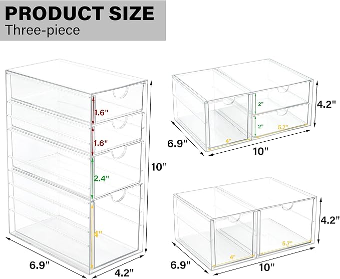 Prsildan Acrylic Drawer Makeup Organizer - Image 3