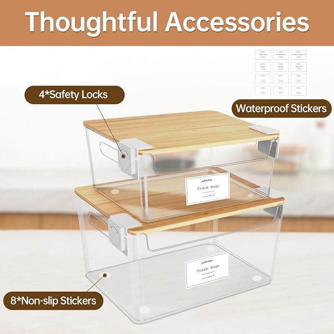 2 Pack Trash Bag Holder Under Sink Stackable, Plastic Garbage Dispenser - Image 4