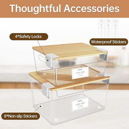 2 Pack Trash Bag Holder Under Sink Stackable, Plastic Garbage Dispenser - Image 4