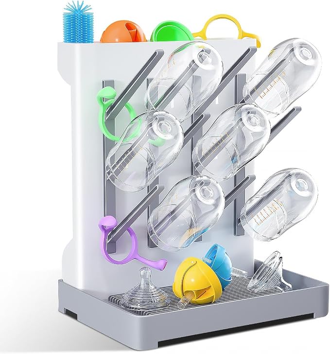 Baby Bottle Drying Rack: Vertical Space Saving Large Bottles Holder by WillMall