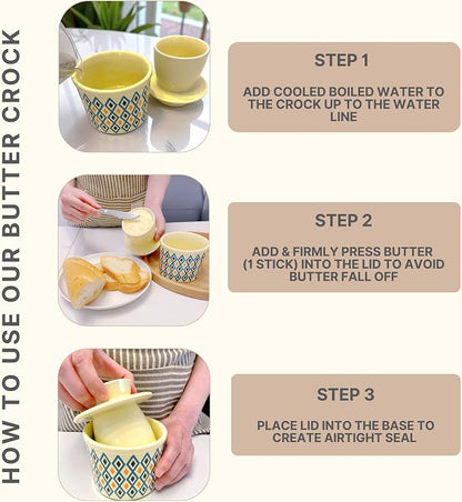 Butter Crock with Lid for Countertop, Butter Keeper Crock with Water, French - Image 9