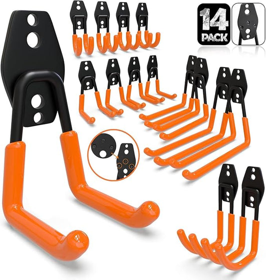 3-H Garage Wall Hooks 14 Pack, Garage Hooks Heavy Duty by 3-H