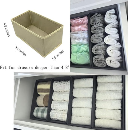 Socks Drawer Organizer Set of 3 Pack Khaki, Closet Cabinet Dresser Wardrobe - Image 2