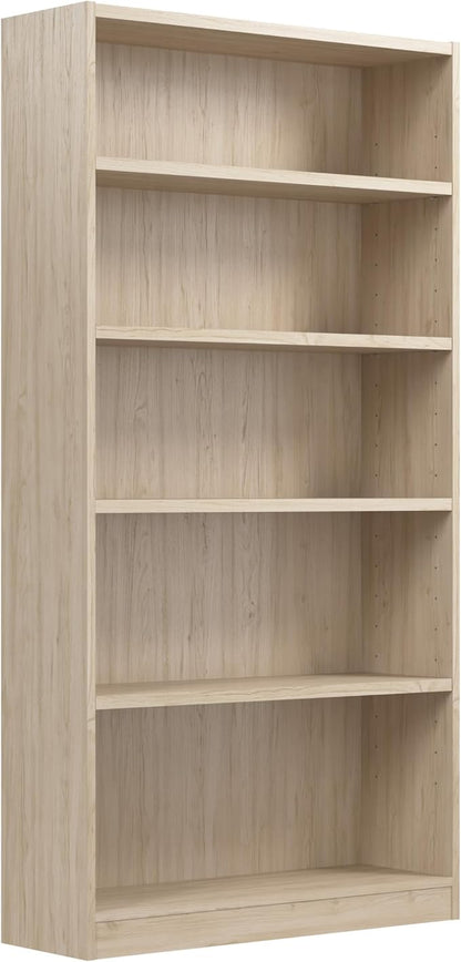 Bush Furniture Universal Tall 5 Shelf Bookcase in Natural Elm, Vertical Storage by BushBusinessFurniture