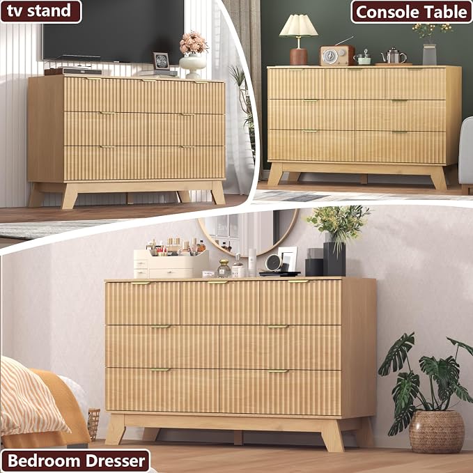 Fluted Dresser for Bedroom, 7 Drawer Dresser for Closet, Storage Cabinet and - Image 4