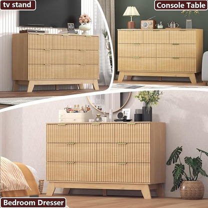 Fluted Dresser for Bedroom, 7 Drawer Dresser for Closet, Storage Cabinet and - Image 4
