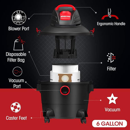 Shop-Vac 5920689 Wet/Dry Vacuum Cleaner, 6 Gallon, 3.0 Peak HP, 1.25 Inch - Image 3