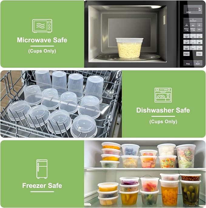 60 Sets Deli Containers with Lids, 32/16/8 oz X 20 Set Each, Leak-Proof & BPA - Image 5