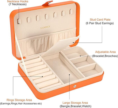 LANDICI Small Jewelry Box for Women Girls, PU Leather Travel Jewelry Case - Image 4