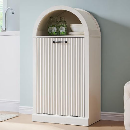 Arched Tilt-Out Trash Can Cabinet, Fluted 10 Gallon Trash Cabinet Set of 2 - Image 10
