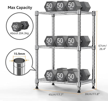 450 lbs Wire Storage Shelving 3-Tier Utility Shelving Unit Steel Organizer Wire - Image 3