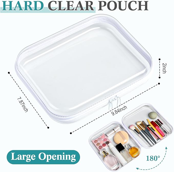 Sanwuta 6 Pcs Clear Hard Zipper Case Hard Plastic Zipper Pouches Transparent - Image 2