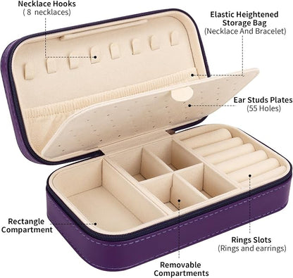 DesignSter Travel Jewelry Box, PU Leather Portable Jewelry Case, Small Jewelry - Image 2