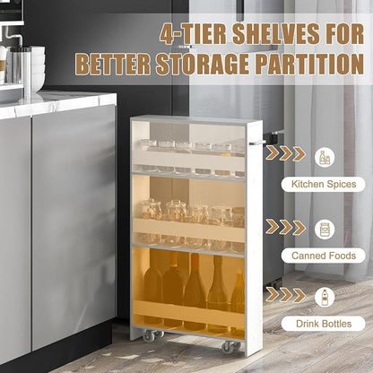 Giantex Slim Storage Cart 4 Tier, Rolling Narrow Island Cart, Side Cabinet - Image 2